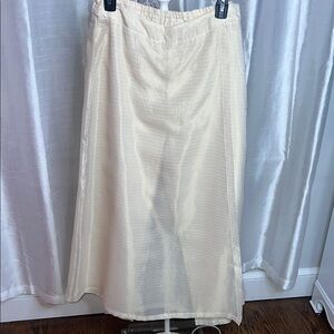 Soft Surroundings Elegant Cream Pants With Wrap Around Skirt